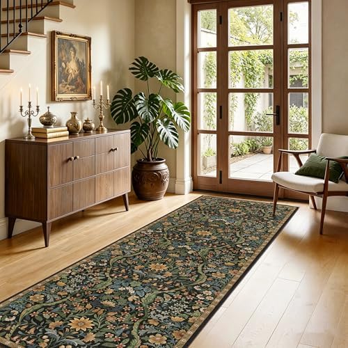 2’6″x 8’Floral Runner Rug for Kitchen Washable Hallway Runner - Image 4