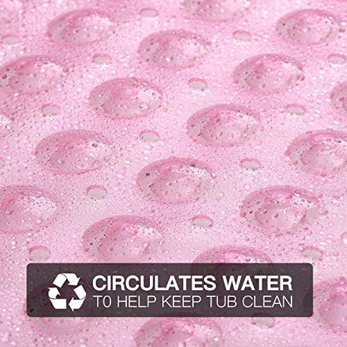 YINENN Bath and Shower Safety Mats 40x16 inch, Non Slip with Suction Cups for Bathroom Stall and Tub Floor, Extra Large and Machine Washable, Drain Holes Keep Bathtub Clean, Light Pink - Image 3