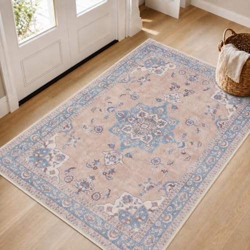 Small 2x3 Rug Boho Washable Area Rug for Entryway Door Mat, Pink by LLRULLGS