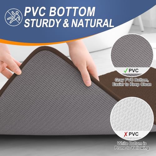 OLANLY Thick Memory Foam Bathroom Rugs 34x21, Absorbent Bath Mat, Brown - Image 4