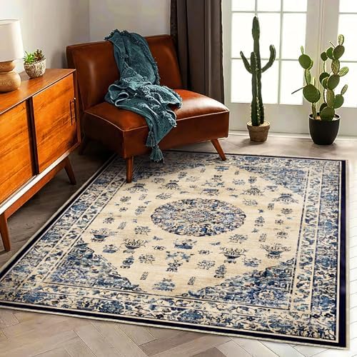 CHAMPLANT Area Rug 6'x9' Washable Vintage Traditional Floor Cover Thin Retro Kitchen Indoor Distressed Non Slip Carpet for Living Room Bedroom Dining Room - Image 2