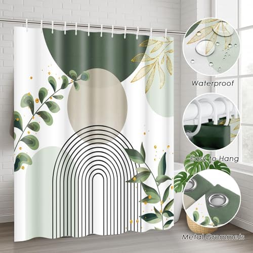 Bathroom Sets with Shower Curtain and Rugs, Set of 4, Boho Sage - Image 6
