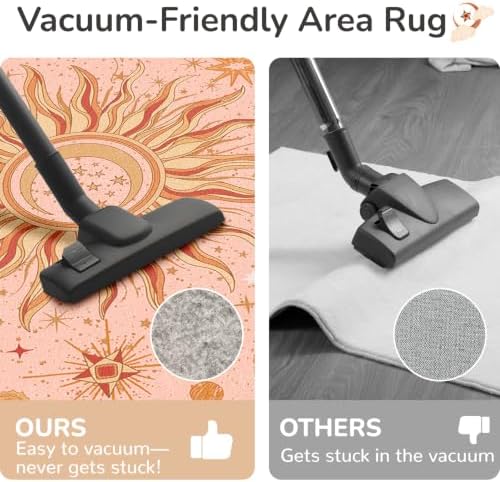 Vacuum-Friendly, 2x3 Washable Area Rug, Pink Gold Beige Red - Image 5