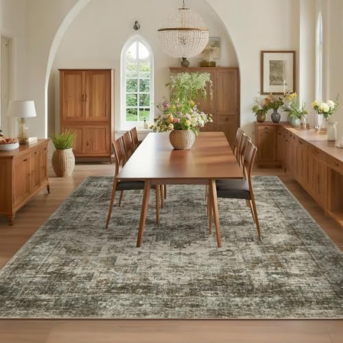GarveeHome Vintage Area Rug 5x7 Washable Rugs for Living Room Camel/Grey - Image 3