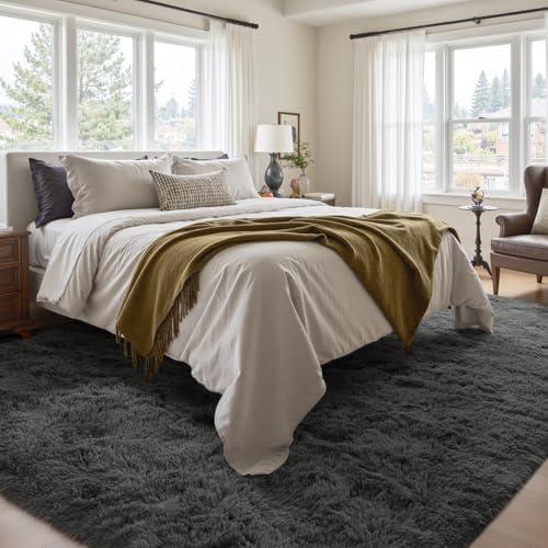 4x6 Ft Shag Rugs for Bedroom Living Room, Ultra Soft Fluffy Furry Area Rugs for Indoor Floor, Aesthetic Carpet for Kids Home Decor (Grey) - Image 4