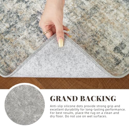 2'x6' Vintage Grey Beige Runner Rug, Washable Non-Slip Non-Shed Floor Mat - Image 4