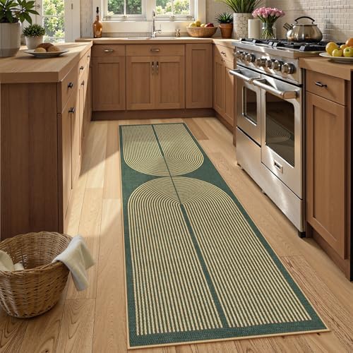 Lahome Rainbow Easy Jute Green Kitchen Runner,2x8 Indoor Outdoor Runner Rug - Image 2