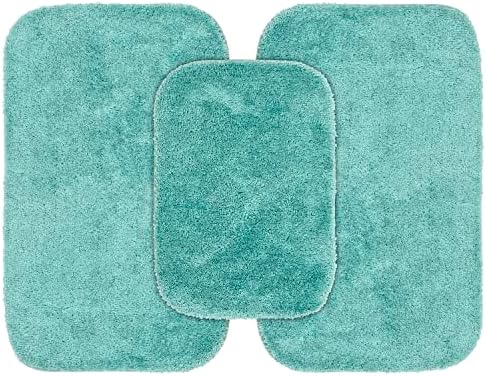 Garland Rug Traditional Nylon Washable Sea Foam 3 Bath Rugs (17" X 24", 21" X 34", 21" X 34") - Soft, Absorbent, and Stylish for Your Bathroom by Garland+Rug