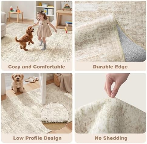 Kitchen Rugs Sets of 3, 2x3 2x4 2x5 Rug Runner,Beige - Image 7