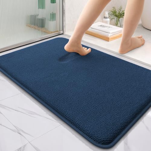 OLANLY Thick Memory Foam Bathroom Rugs 35x24, Soft Absorbent Bath Mat, Navy by OLANLY