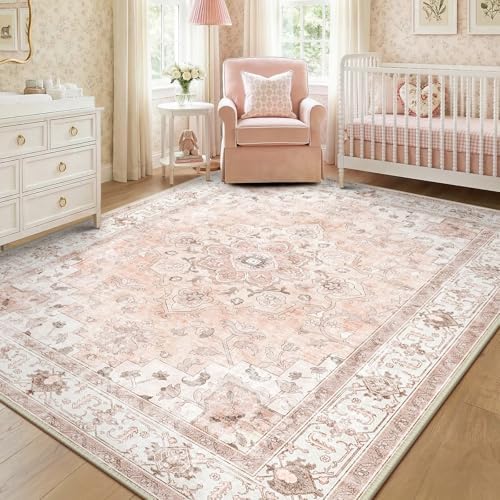 CAPALOCA 6x9 Washable Nursery Girls Low Pile Area Rug Pink by CAPALOCA