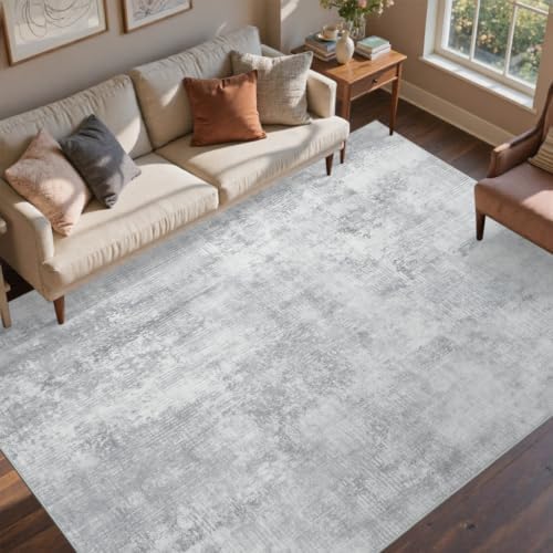 4x6 Ft Abstract Washable Area Rugs for Living Room Grey - Image 2