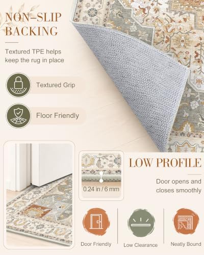 OLANLY 2'6"x14' Washable Runner Rug, Non Slip Carpet for Hallway Kitchen - Image 7