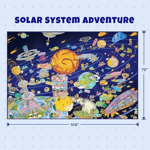 Hazo Haus Solar System Explorer 6x9 Kids Area Rug – Educational Outer Space Map with Planets, Rockets, Robots & Aliens – Ideal for Playroom, Classroom, Living Room, or Science-Loving Children - Image 2