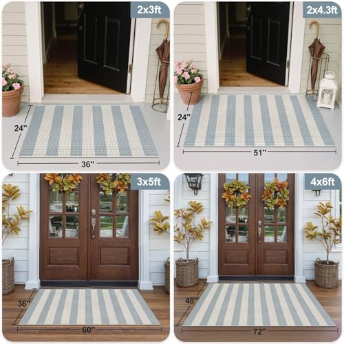 OJIA Washable Area Rug 4'x6', Striped Indoor Outdoor Rugs Patio Camping Rug - Image 3