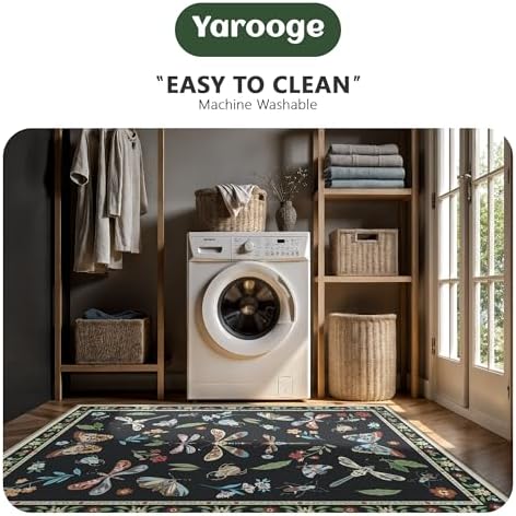 8x10 Area Rugs, Insect Ultra Soft Washable Rug Non Slip with Rubber Back, Stain Resistant Rugs for Living Room, Bedroom, Dining Room(Dark Black Butterfly) - Image 5