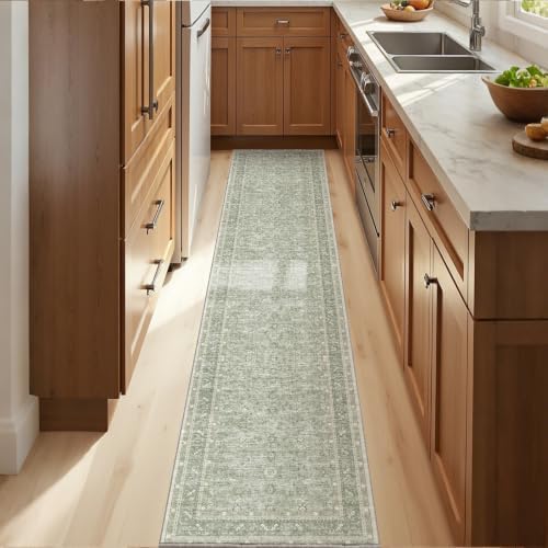 OPPODREAM Vintage Light Green Area Rugs 2x10, Washable Rug for Living Room by OPPODREAM