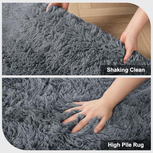 Shag Area Rugs for Bedroom Living Room,5X8 Ultra Soft Fluffy Area Rugs for Dorm,Indoor Carpet Plush Rugs for Home Decor,Dark Grey - Image 5