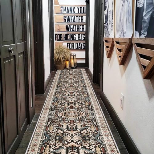 Washable Hallway Runner Rug 2x10: Non-Slip Kitchen Entryway Rugs Indoor Soft Low Pile Stain Resistant Carpet for Bedroom Laundry Ultra-Thin Vintage Home Decor Floor Mat for Bathroom (Black, 2 x 10) - Image 3