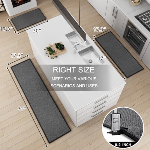 SUMLANS Kitchen Mats Set of 2 PCS for Floor, Washable Non Slip Rugs, Black - Image 3