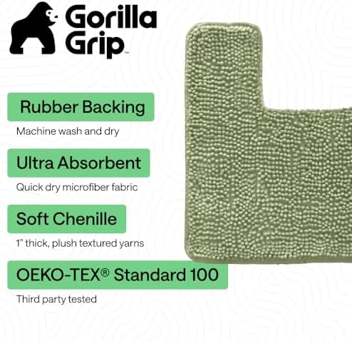 GORILLA GRIP Bathroom Area Rug Sets 2 Piece, Soft Chenille, 30x20 Sage - Image 3