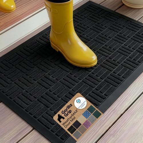 GORILLA GRIP WeatherMAX Door Mat, Indoor Outdoor Use, 35x23, Black Maze by GorillaGrip