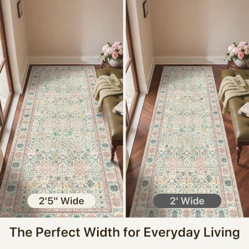 Bavni 2.5x6 Kitchen Runner Rug, Washable Non Slip, Pink - Image 4