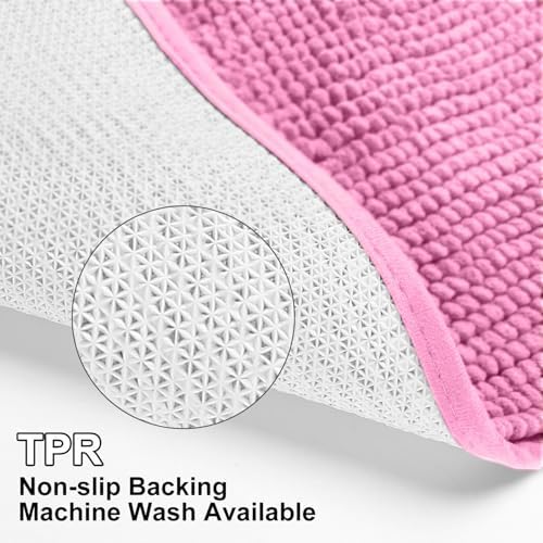 Urvoix Bathroom Rugs Sets 3 Piece, Chenille Bath Mat Set, Pink - Image 5