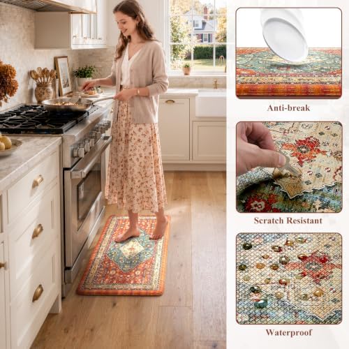 Collive Anti Fatigue Kitchen Mats, Boho Cushioned Kitchen Rugs, 20"x39" - Image 6