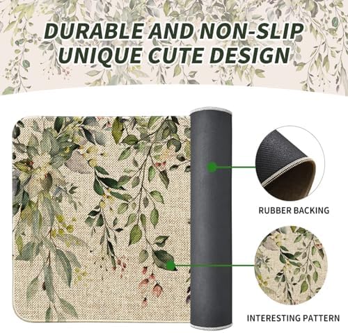 Sage Green Eucalyptus Spring Kitchen Rugs Sets of 2 Non Slip Washable, Botanical Leaves Summer Spring Kitchen Mats for Floor 2 Piece Home Decor - Image 5