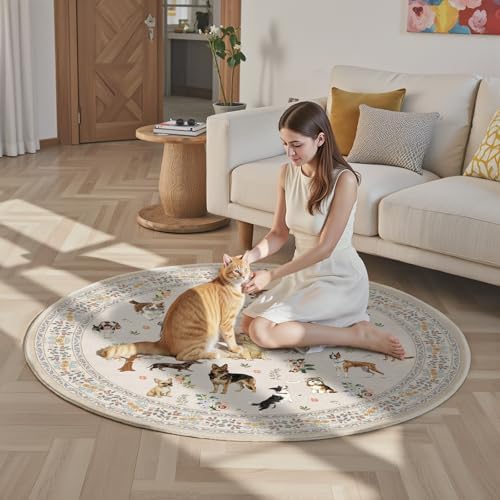 Beige 4Ft Round Area Rug for Living Room Bedroom - Image 4