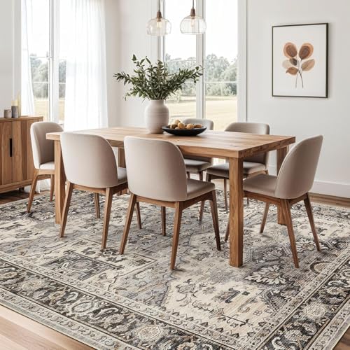 Area Rug for Living Room - 10x12 Soft Washable Oriental Vintage Floral Distressed Large Carpet - Fade Stain Resistant Non Slip Rugs for Bedroom Dining Room Nursery Dorm Office Home Decor - Brown - Image 7