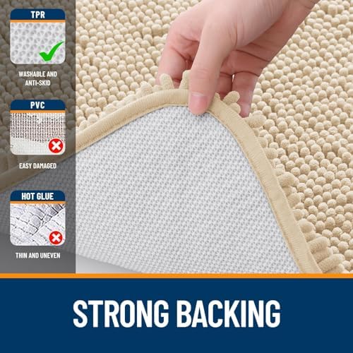 OLANLY Toilet Rugs U-Shaped 24x24, Soft Absorbent Chenille Contour Rugs - Image 6
