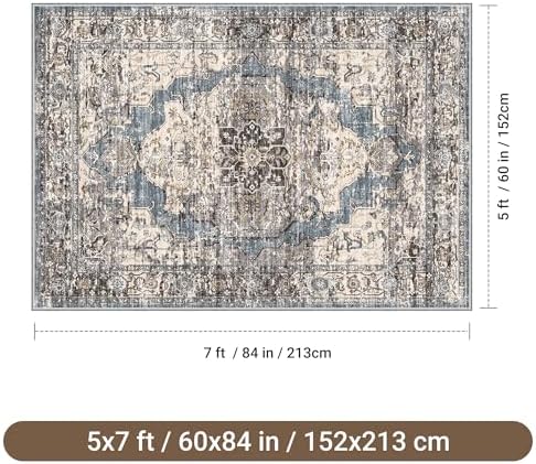 befbee Washable 5x7 Area Rug Non Slip Stain Resistant Rug for Living Room - Image 2
