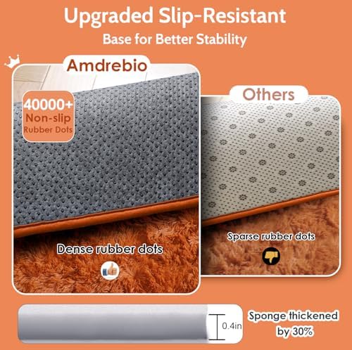 Amdrebio Burnt Orange Shag Furry Area Rug 5x8 for Living Room Bedroom Dorm - Image 6