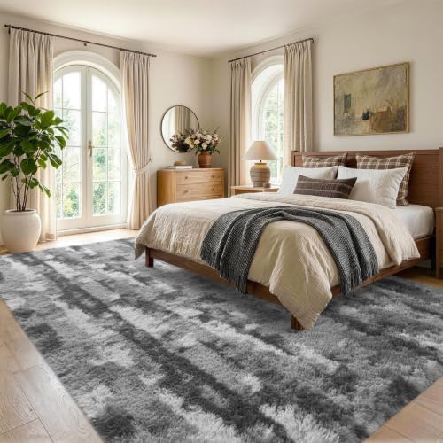 Noahas 6x9 Large Grey Fluffy Soft Area Rug Non-Slip for Living Room Bedroom - Image 3