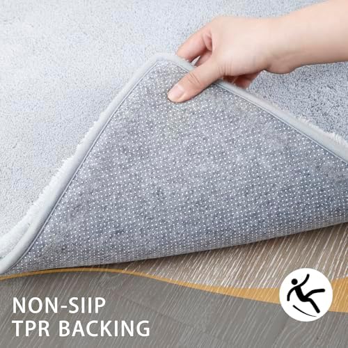 MINIDEAR Bathroom Rugs 60x20 Light Gray - Thick Memory Foam Bath Mat, Ultra Soft & Plush Fluffy, Non-Slip, Quick Dry, Absorbent Washable Floor Microfiber Mat for Tub, Home Decor Accessories - Image 2
