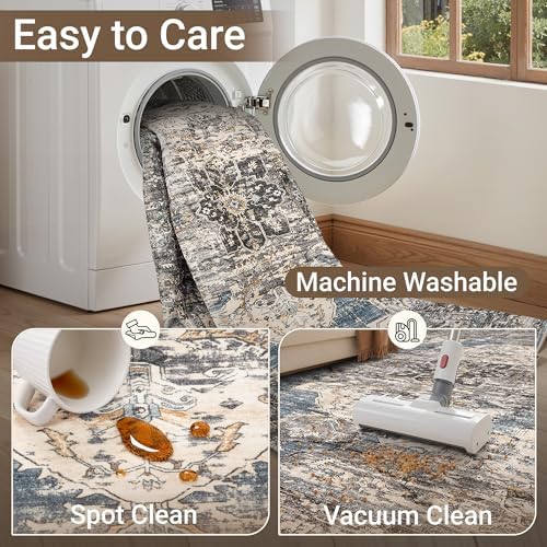 befbee 6x9 Washable Area Rug, Non Slip Rug for Living Room Blue - Image 5