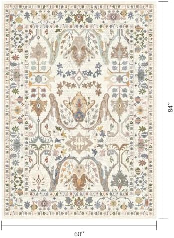 Area Rug Living Room Rugs 5x7 Washable Floral Rug - Image 2