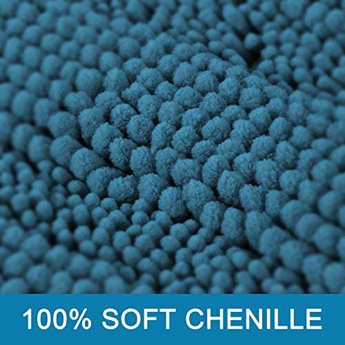 H.VERSAILTEX 2 Piece Bathroom Set - Super Absorbent Chenille Striped Bath Mats - Non Skid, Machine Washable - Turquoise Blue, 47 x 17 Plus 17 x 24 Inches - Image 3