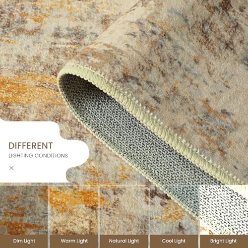 Runner Rug for Kitchen Beige Hallways Runner Rug Non Slip 2'6''x8' Washable Long Runner Rugs with Rubber Backing Soft Abstract Carpet Runner for Entryway, Kitchen, Bedroom, Bathroom - Image 6