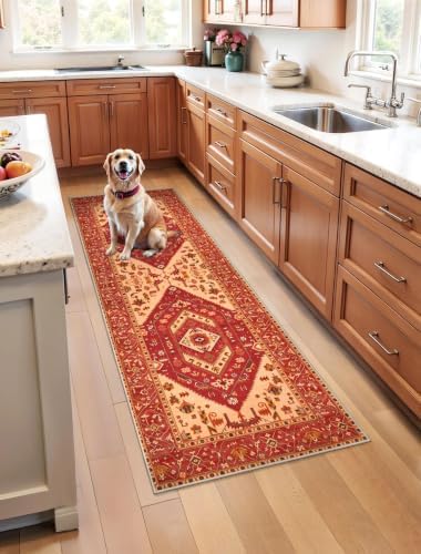 SERISSA 2x5 Washable Non Slip Boho Runner Rug for Hallway，Red by SERISSAHomeDecorCollection