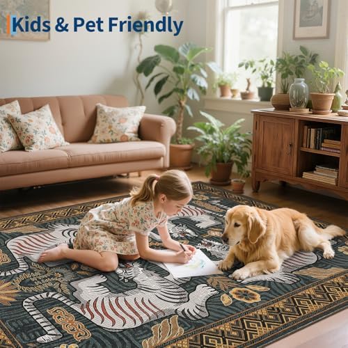 GarveeHome Boho Tiger Entryway Rug 2x3 Vintage Washable Front Door Rug - Image 7