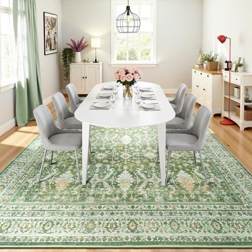 9x12 Area Rugs for Living Room, Washable Large Carpet, Light Green - Image 6