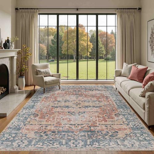 Rugxara 6x9 Area Rugs Washable Rug for Living Room Bedroom, Coral Blue