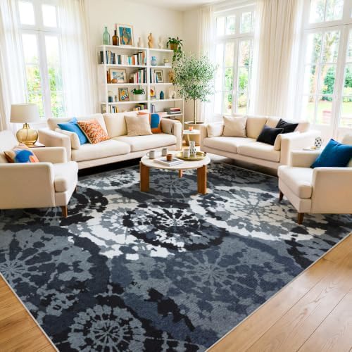 Boho Modern 6x9 Area Rug, Washable Non-Slip Abstract Rug Carpet - Image 6