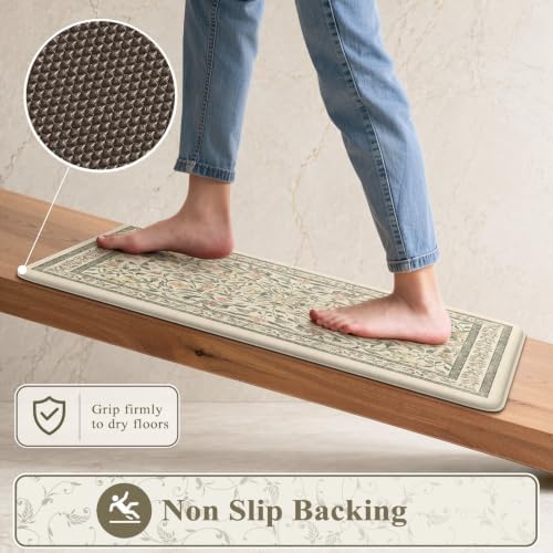 KIMODE Anti Fatigue Kitchen Mats for Floor, Boho Floral Kitchen Rugs Sets - Image 4