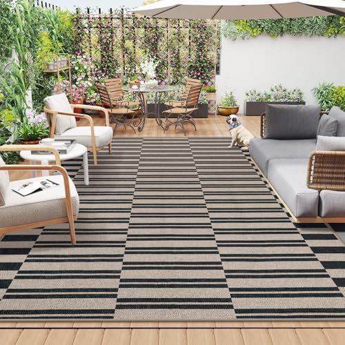 Lahome Striped Easy Jute Living Room Rug, 8x10 Outdoor Patio Rugs Washable - Image 2