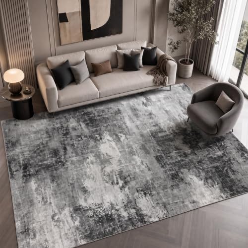6x9 Area Rug Living Room, Modern Abstract Washable Indoor Carpet Grey by AMADAHOMEFURNISHING