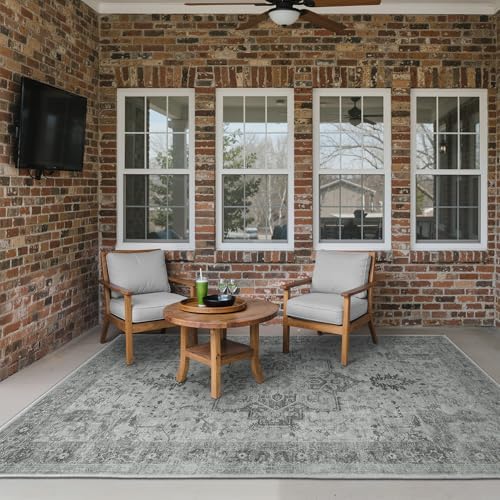 GENIMO Indoor Outdoor Rug, Washable for Patio and Deck, Silver Grey, 5x8 - Image 3